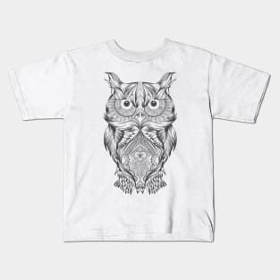 the owl tattoo outline Kids T-Shirt